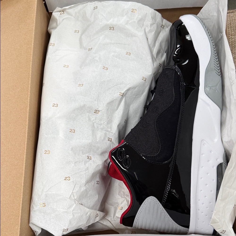 Nike Air Jordan Aura 2 Black and White Sneakers with Red Accents - Picture 5 of 5